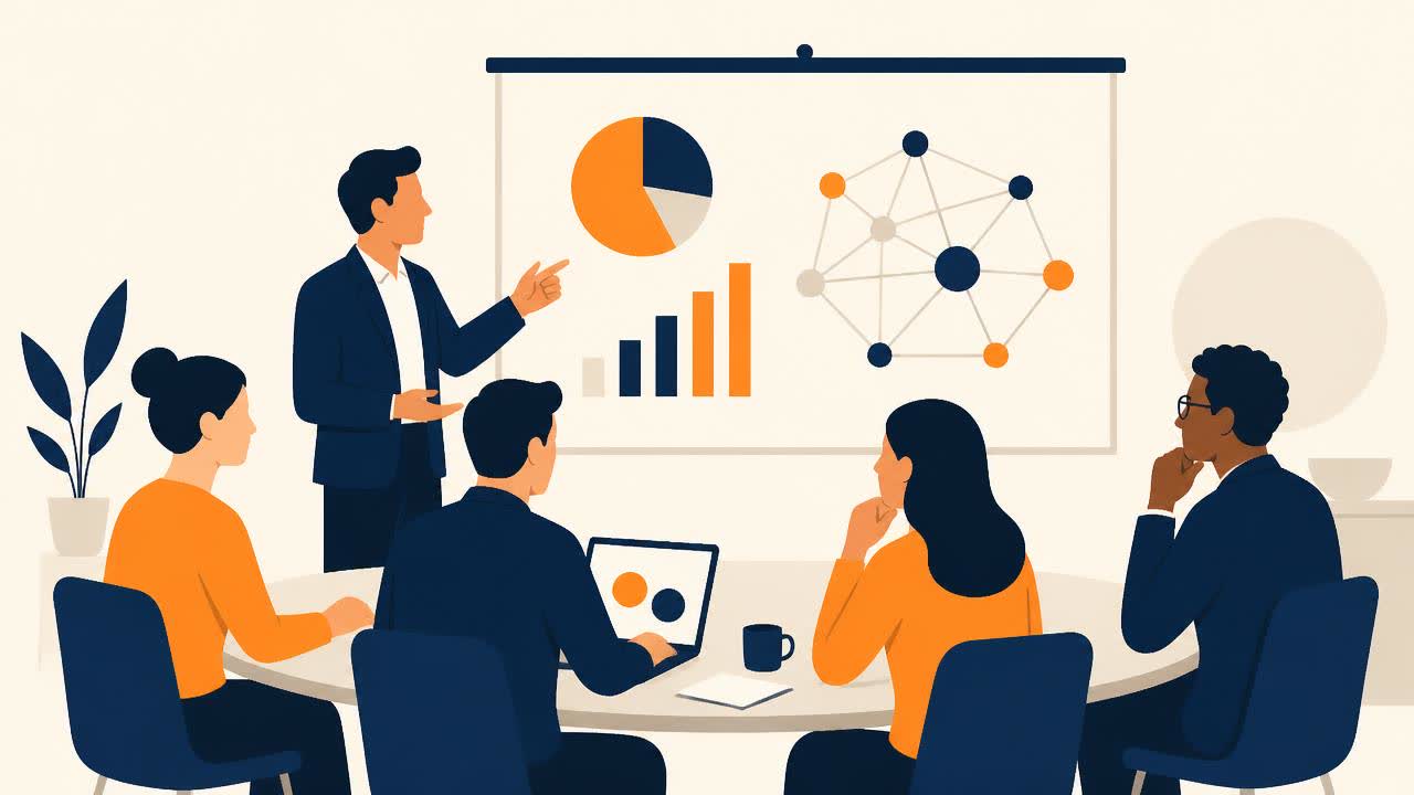 Session de formation à l'IA générative en entreprise à Lille : formateur présentant des cas d'usage devant une équipe